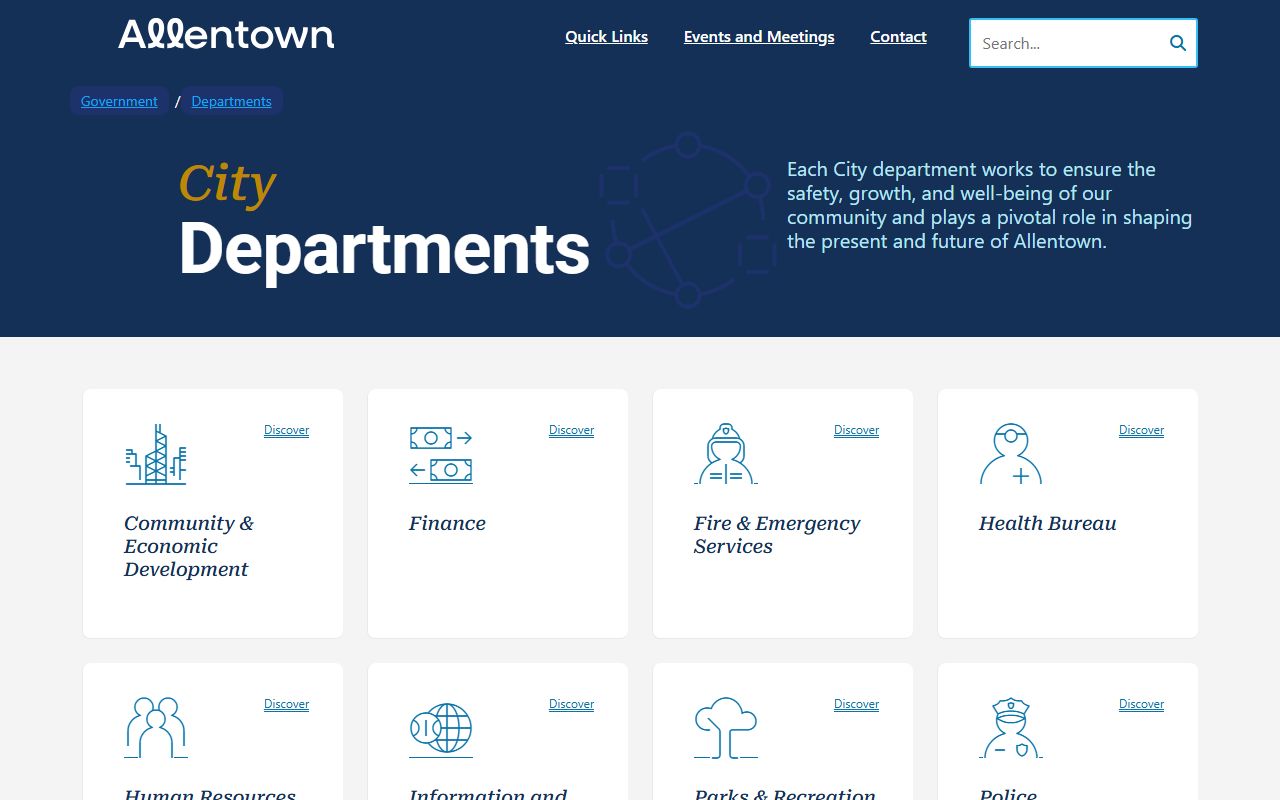 Allentown residents directory city departments page