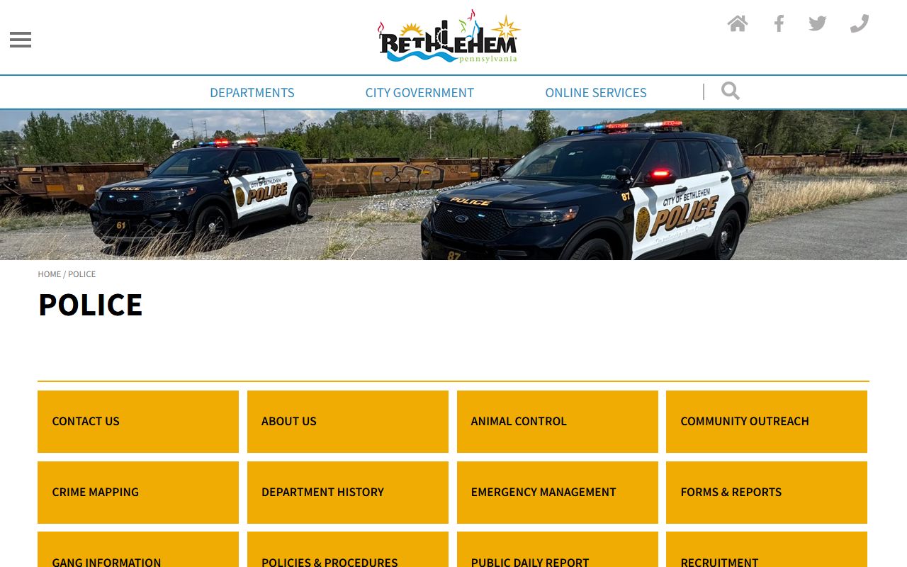 Bethlehem residents directory police department page