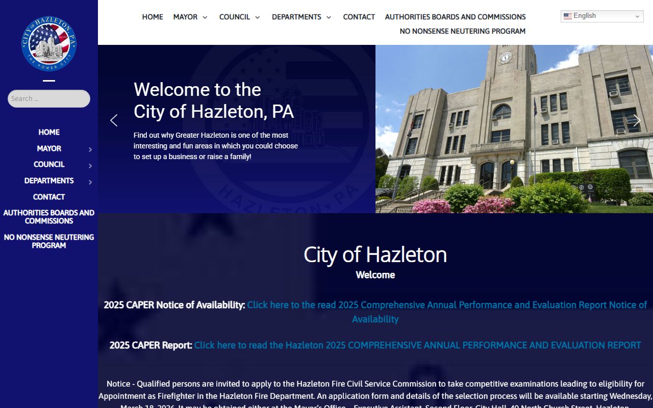 City of Hazleton official website for residents directory lookups