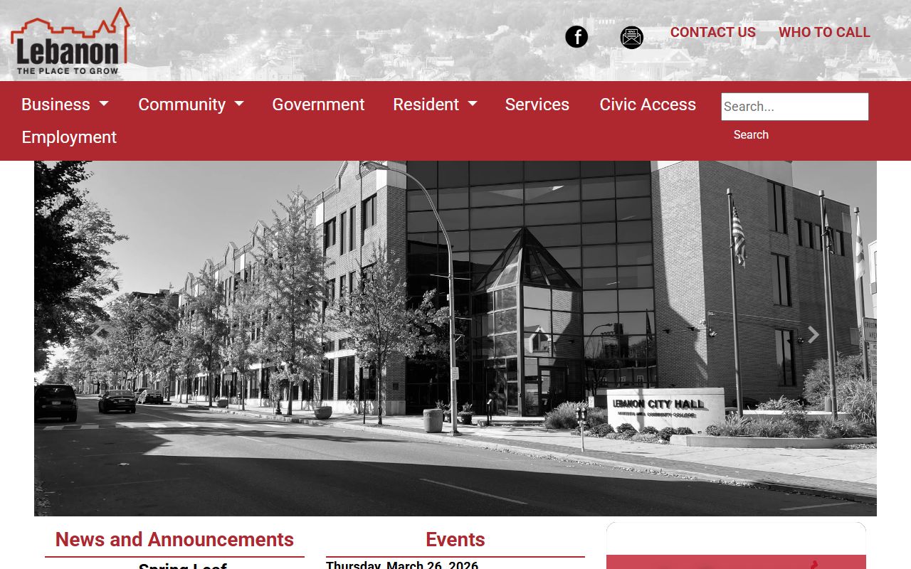 City of Lebanon official website for the Lebanon residents directory