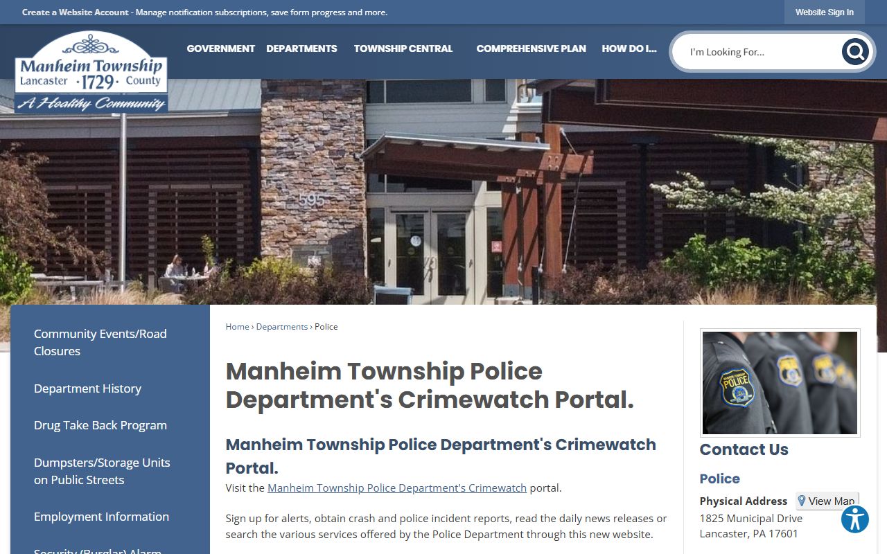 Manheim Township Police Department public records for residents directory