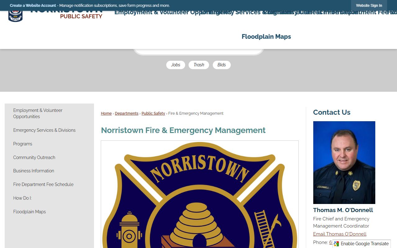 Norristown Fire Department public information and residents directory