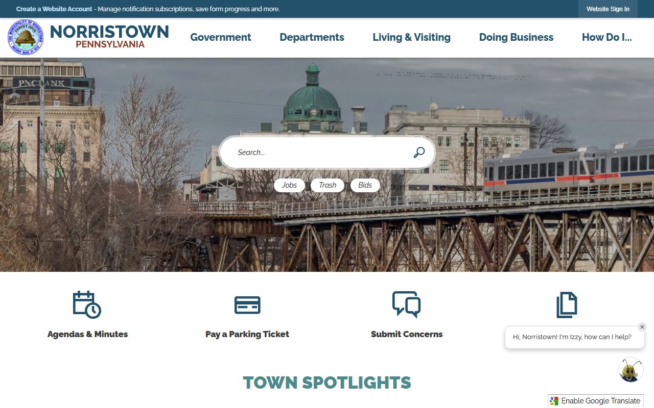 Municipality of Norristown official website for residents directory lookup