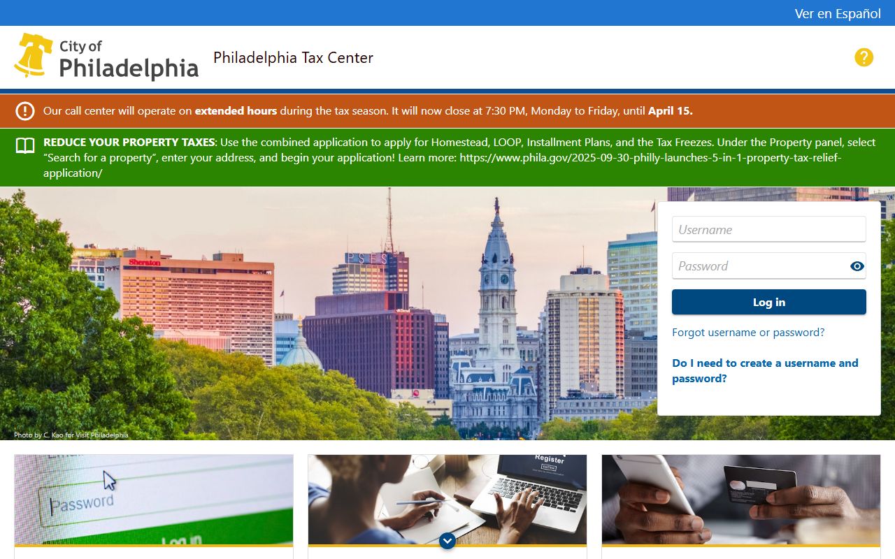 Philadelphia residents directory tax center portal