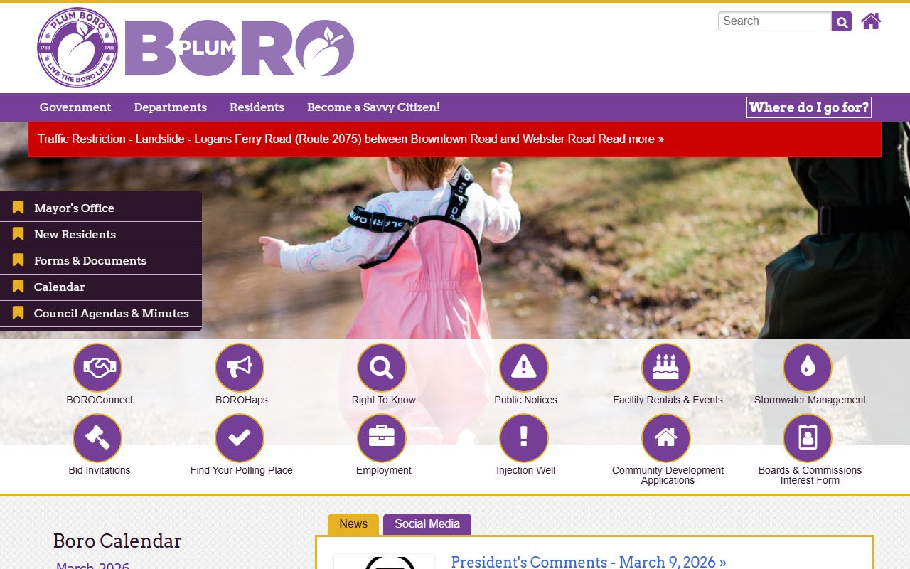 Borough of Plum official website for residents directory information