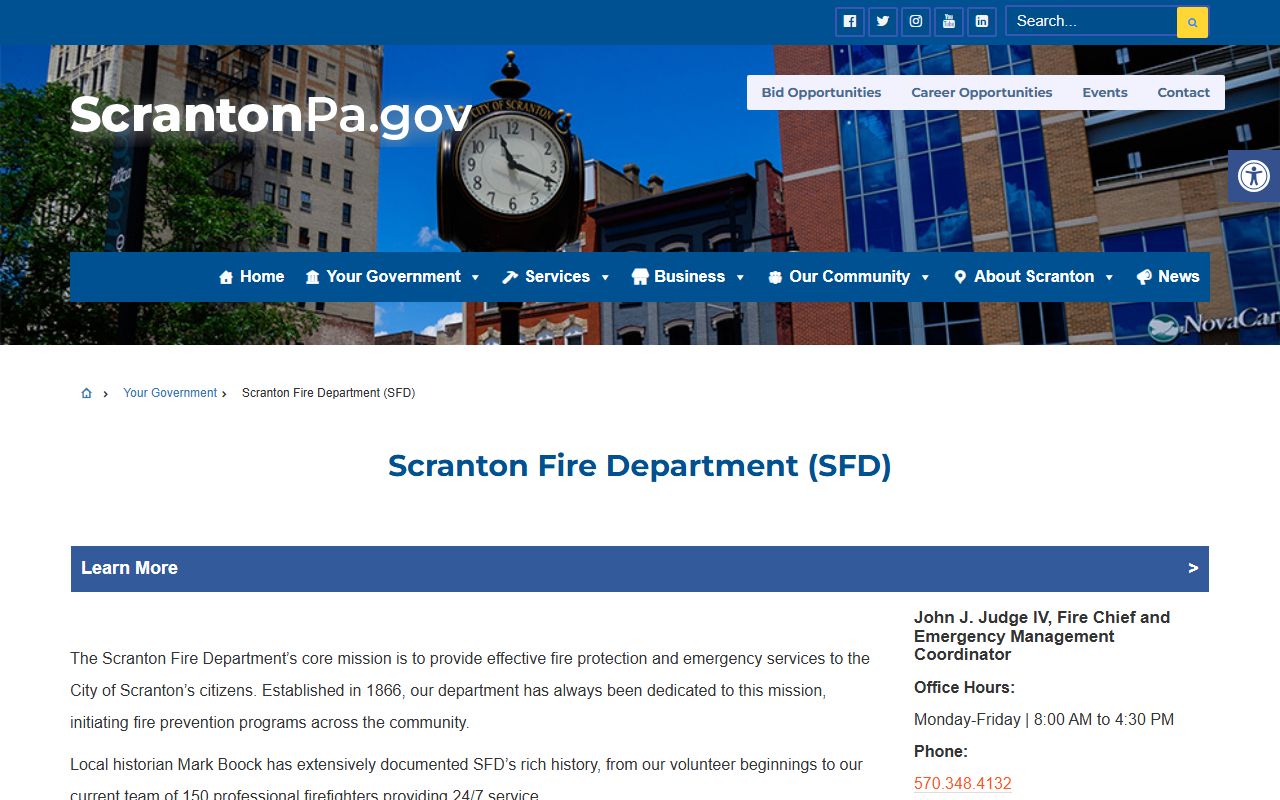 Scranton residents directory fire department page