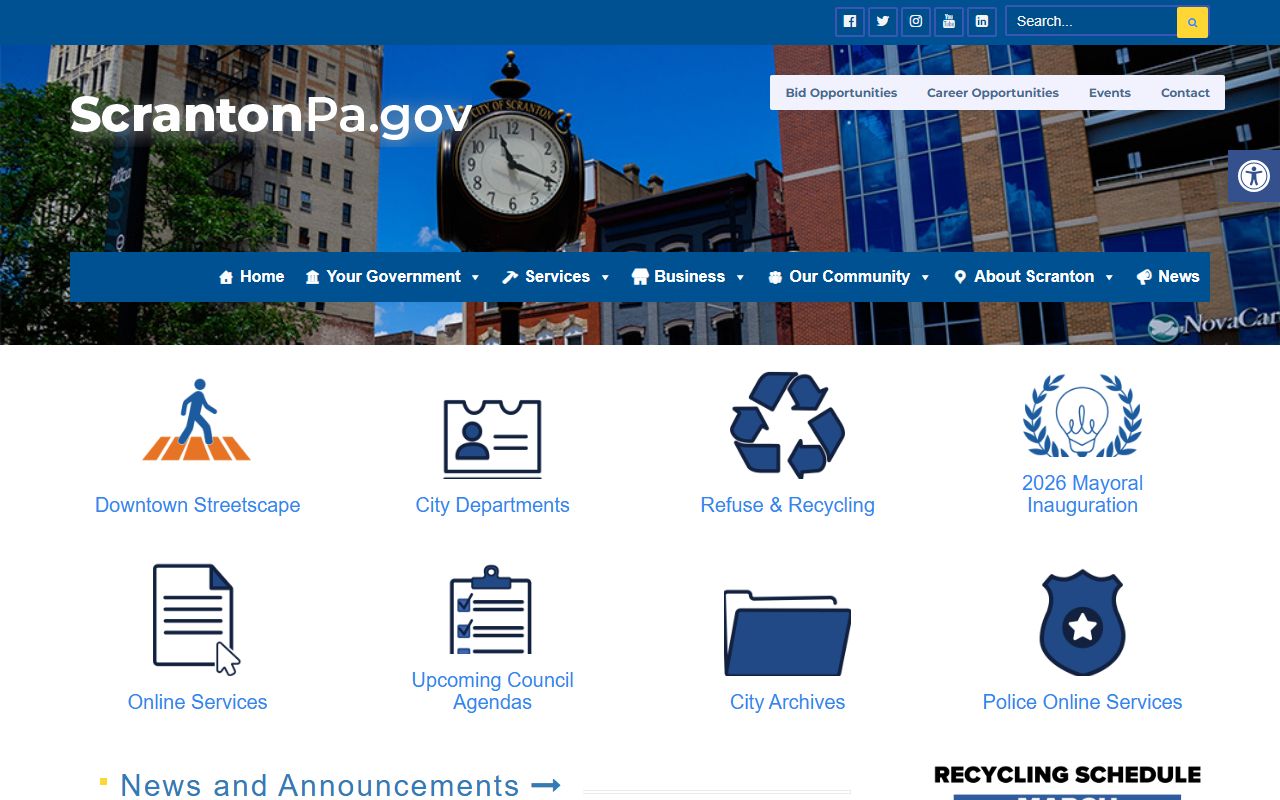 Scranton residents directory city government homepage