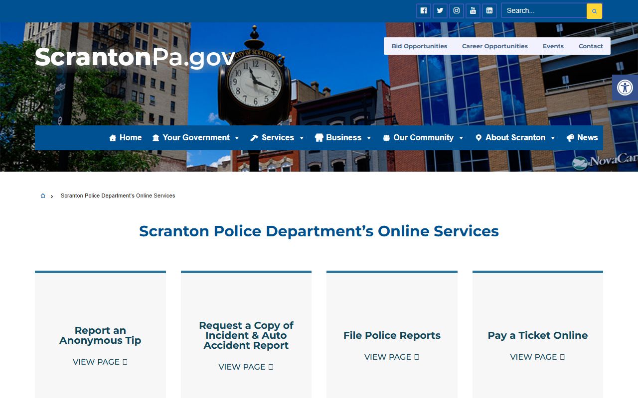 Scranton residents directory police department page