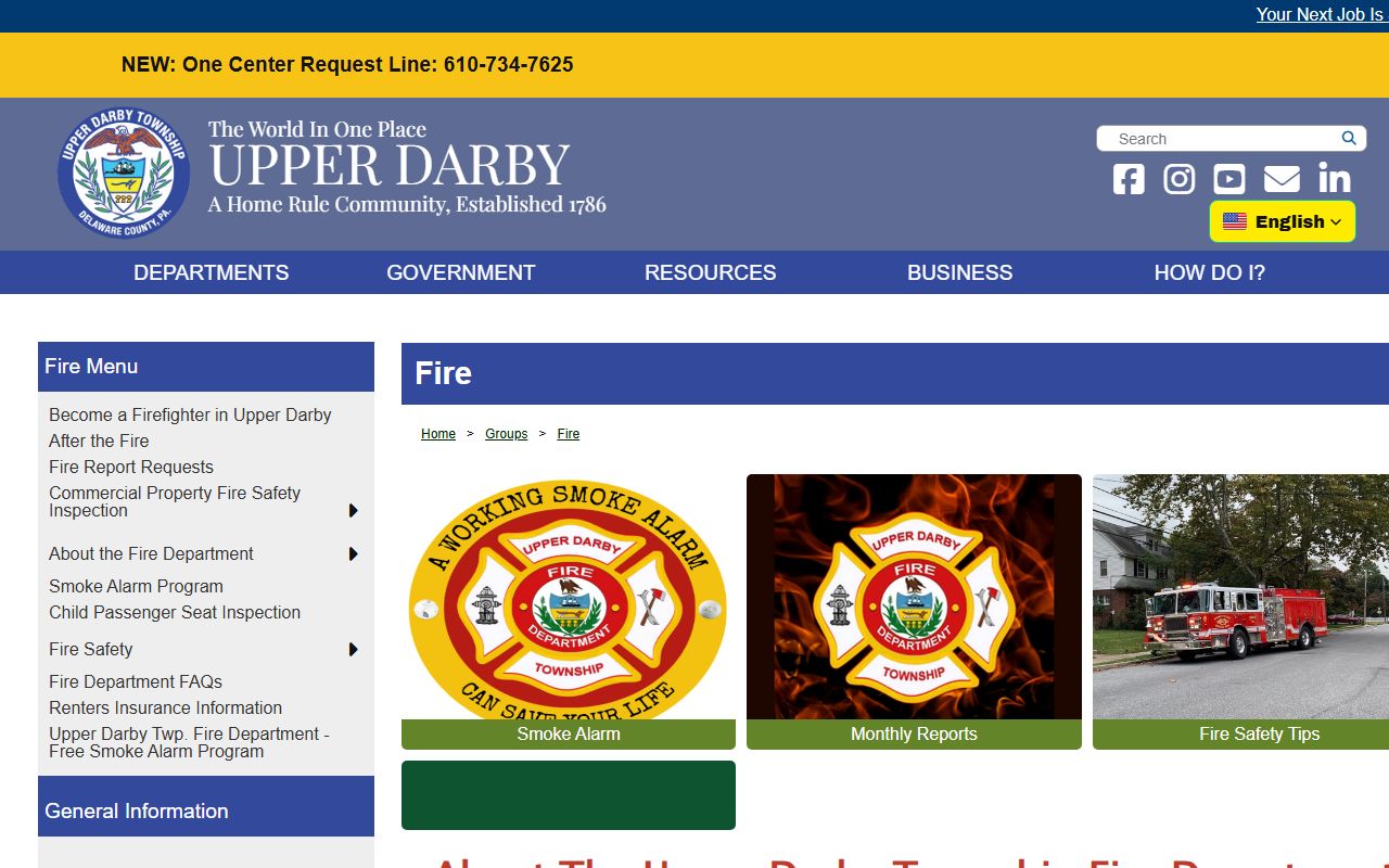 Upper Darby residents directory fire department page
