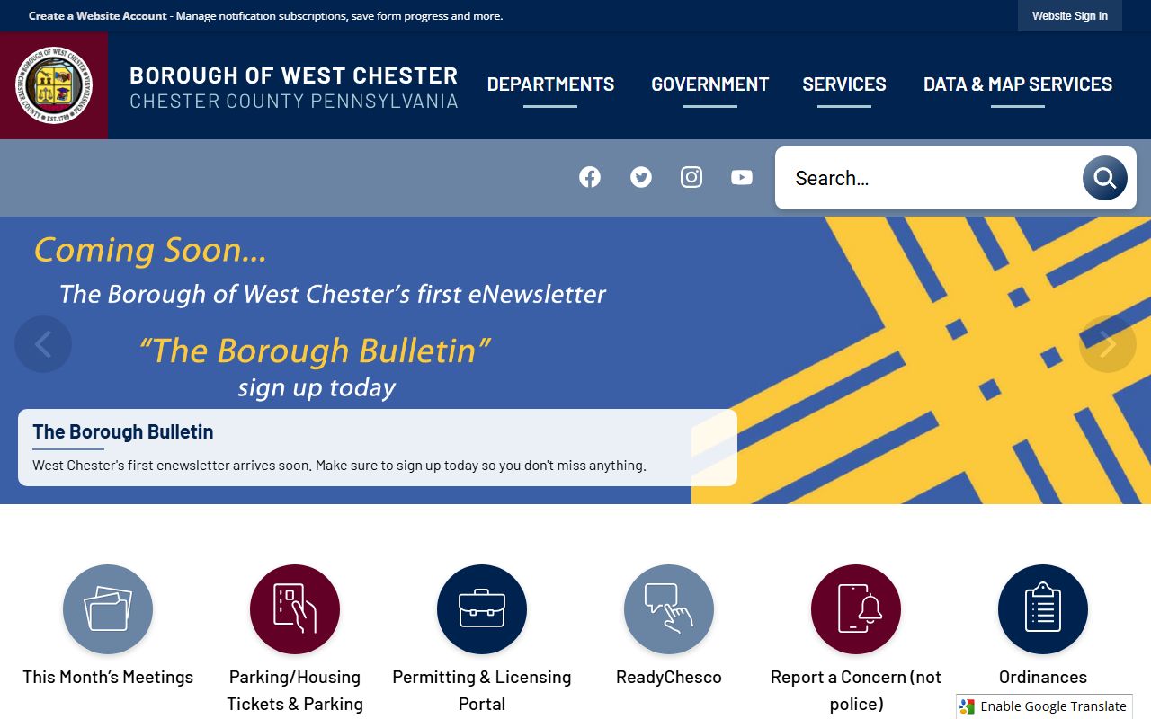 Borough of West Chester official website for the West Chester residents directory