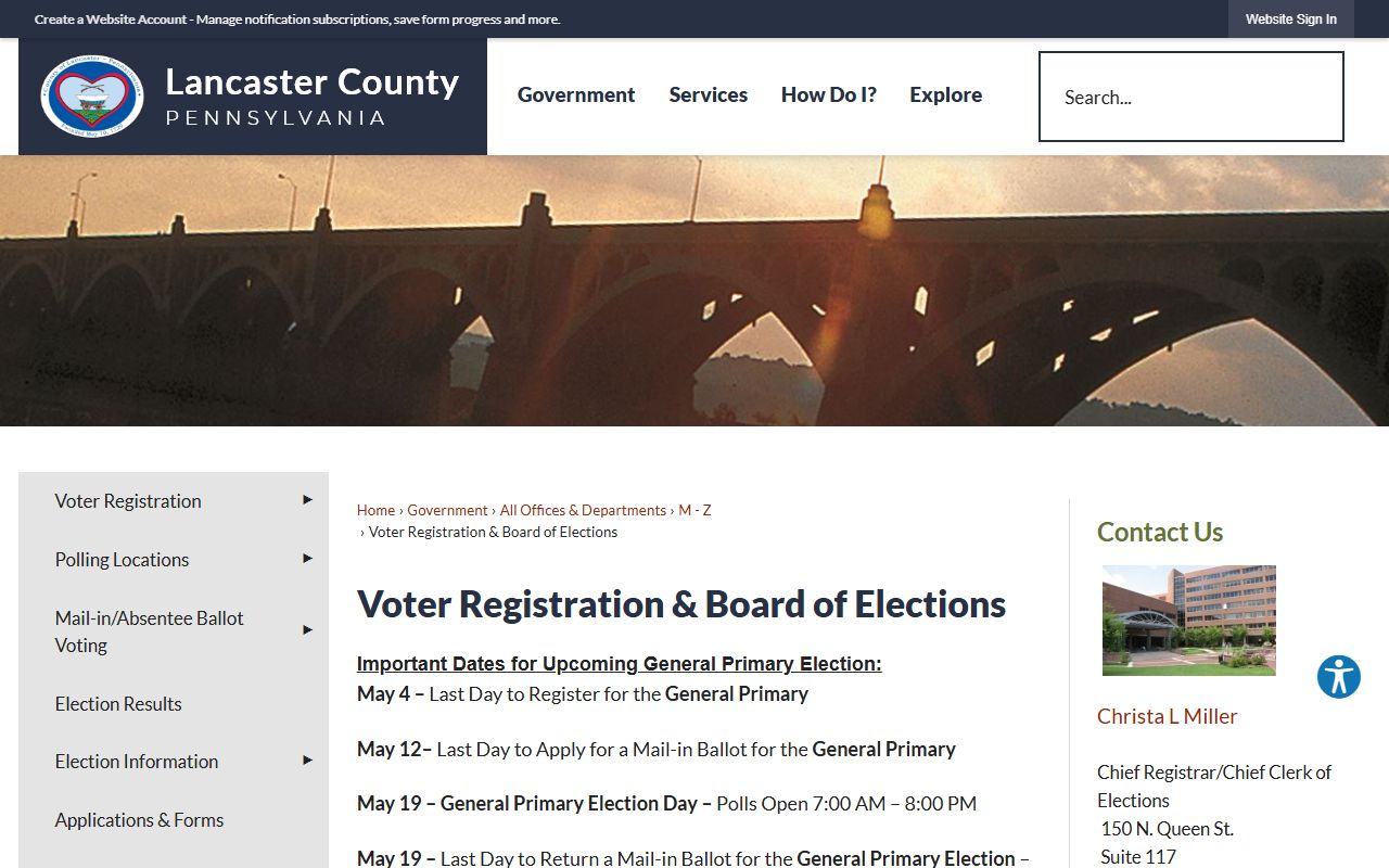 Lancaster County residents directory Board of Elections page