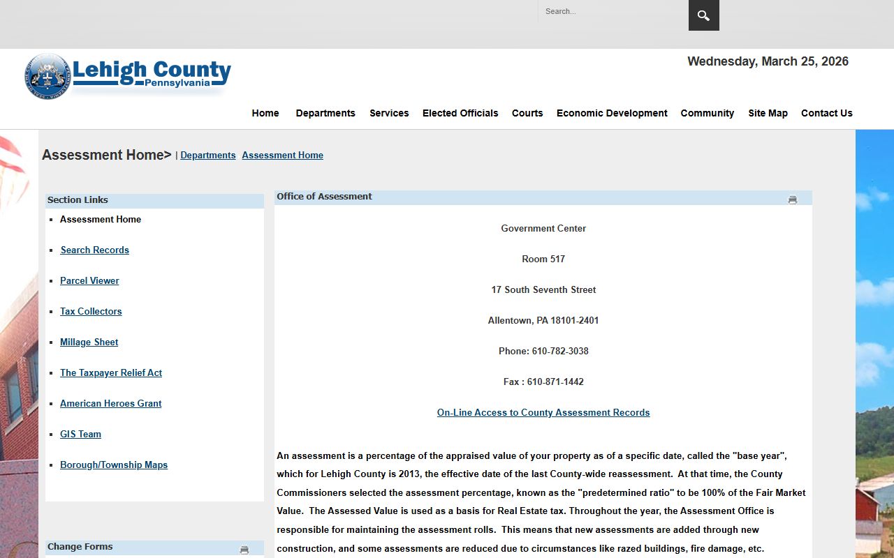 Lehigh County residents directory Assessment Office page