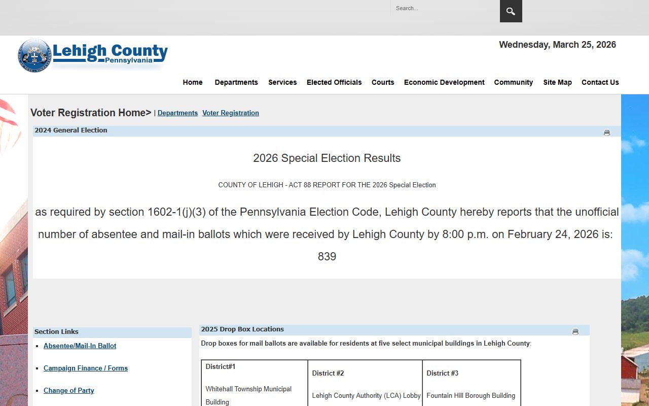 Lehigh County residents directory Board of Elections page