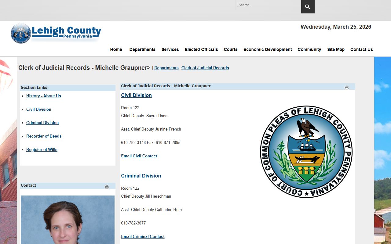 Lehigh County residents directory court records page