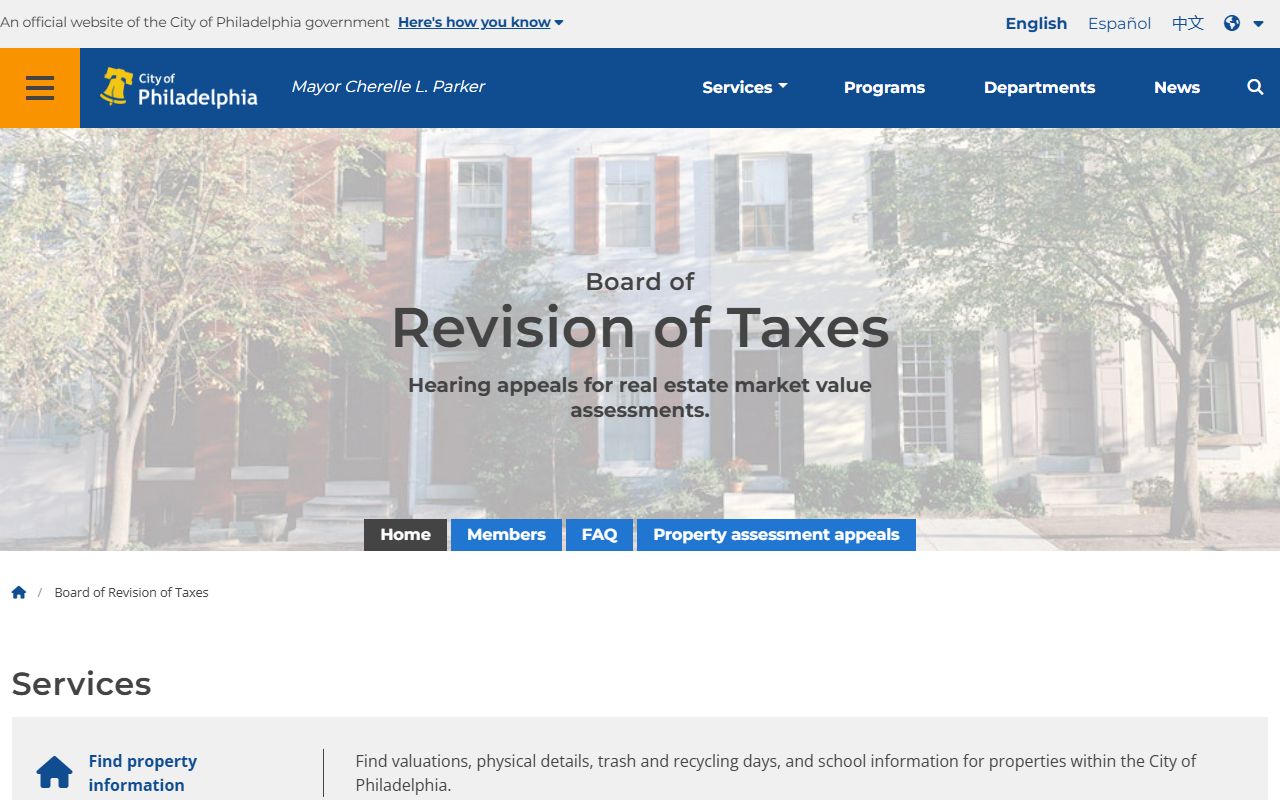 Philadelphia County residents directory Board of Revision of Taxes