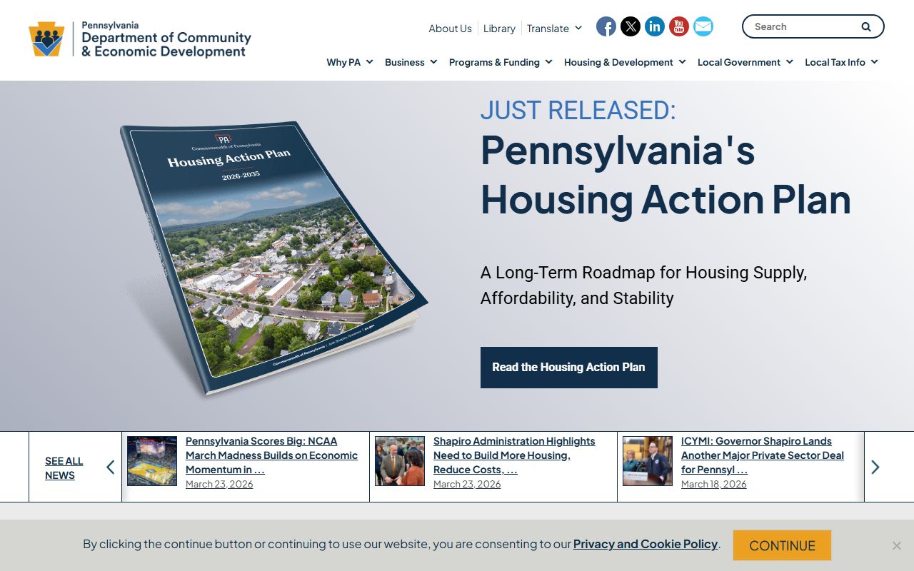 Pennsylvania DCED local government data for residents directory
